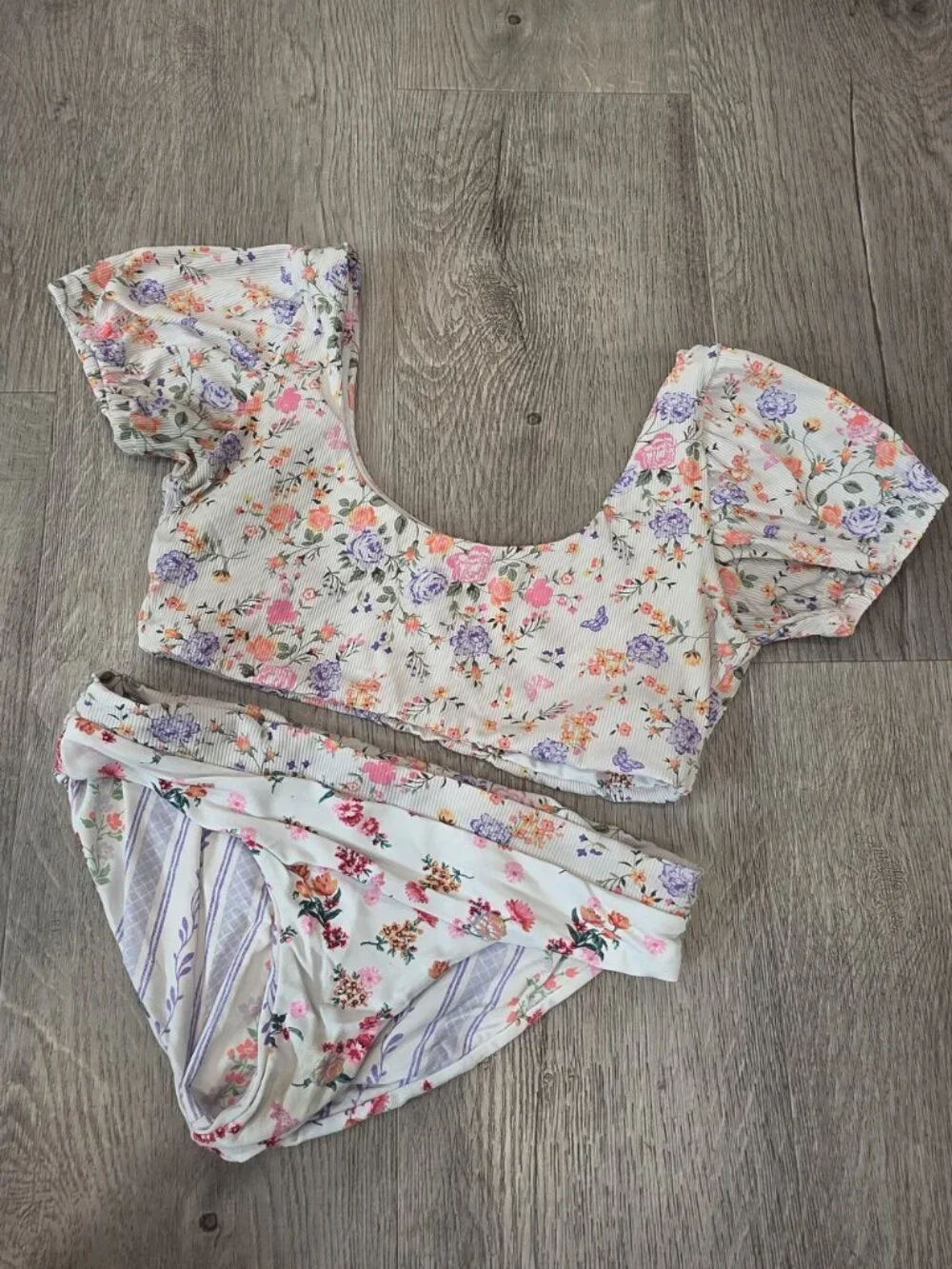 Maaji Free Spirit Lolita Bubble Sleeve Reversible Swimsuit Bikini Size 12 girls